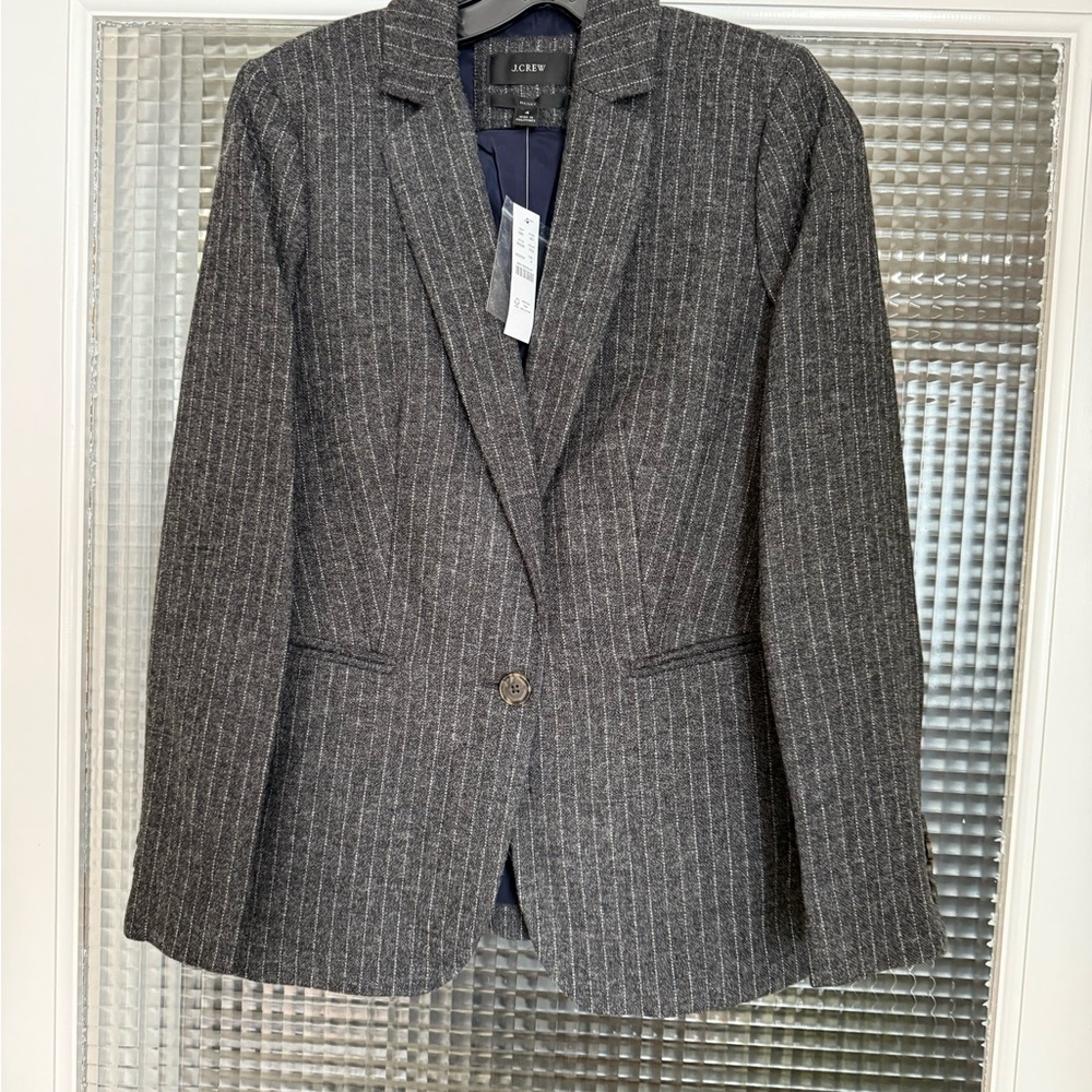 J. Crew Gray Blazer with Classic Pinstripes